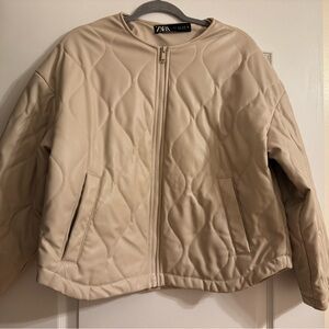Zara Women's Beige Bomber Jacket